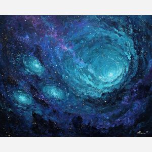 cosmic element,galaxy flow,deep space,oil painting