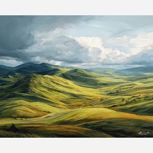 air element,windy highlands,soft motion,oil painting