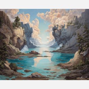 water element,fantasy landscape,oil painting