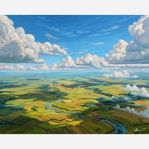 air element,wind plains,open sky landscape,oil painting