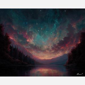 cosmic horizon,nebula veil,deep space,oil painting