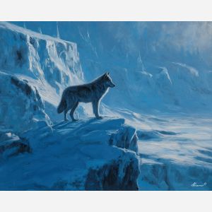 ice wolf,elemental creature,frozen ridge,oil painting