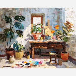 focused, gesture, boho, palette knife, oil painting, impasto, thick paint, textured surface, expressive art, painterly style, material depth, visual rhythm, contemporary art, hand painted, layered pigment, atmospheric, modern composition