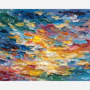 flowing, light, manga, palette knife, oil painting, impasto, thick paint, textured surface, expressive art, painterly style, material depth, visual rhythm, contemporary art, hand painted, layered pigment, atmospheric, modern composition