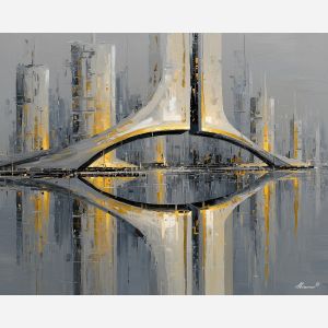 still, grounded, balance, art deco, palette knife, oil painting, impasto, thick paint, textured surface, expressive art, painterly style, material depth, visual rhythm, contemporary art, hand painted, layered pigment, atmospheric, modern composition