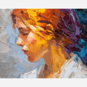 gentle, scene, african american, palette knife, oil painting, impasto, thick paint, textured surface, expressive art, painterly style, material depth, visual rhythm, contemporary art, hand painted, layered pigment, atmospheric, modern composition