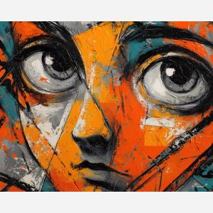 graphic, space, manga, palette knife, oil painting, impasto, thick paint, textured surface, expressive art, painterly style, material depth, visual rhythm, contemporary art, hand painted, layered pigment, atmospheric, modern composition