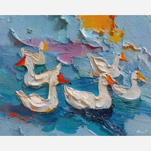 drifting, gentle, surface, gay, palette knife, oil painting, impasto, thick paint, textured surface, expressive art, painterly style, material depth, visual rhythm, contemporary art, hand painted, layered pigment, atmospheric, modern composition