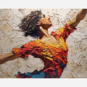 grounded, balance, african american, palette knife, oil painting, impasto, thick paint, textured surface, expressive art, painterly style, material depth, visual rhythm, contemporary art, hand painted, layered pigment, atmospheric, modern composition