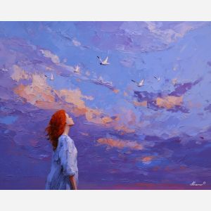 dreamy, gentle, mood, gay, palette knife, oil painting, impasto, thick paint, textured surface, expressive art, painterly style, material depth, visual rhythm, contemporary art, hand painted, layered pigment, atmospheric, modern composition