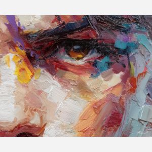 gentle, moment, manga, palette knife, oil painting, impasto, thick paint, textured surface, expressive art, painterly style, material depth, visual rhythm, contemporary art, hand painted, layered pigment, atmospheric, modern composition