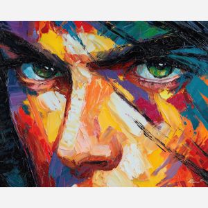 bold, scene, manga, palette knife, oil painting, impasto, thick paint, textured surface, expressive art, painterly style, material depth, visual rhythm, contemporary art, hand painted, layered pigment, atmospheric, modern composition