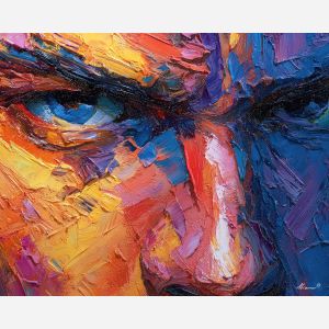 vivid, frame, african american, palette knife, oil painting, impasto, thick paint, textured surface, expressive art, painterly style, material depth, visual rhythm, contemporary art, hand painted, layered pigment, atmospheric, modern composition