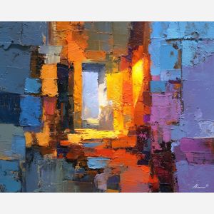 bold, luminous, rhythm, boho, palette knife, oil painting, impasto, thick paint, textured surface, expressive art, painterly style, material depth, visual rhythm, contemporary art, hand painted, layered pigment, atmospheric, modern composition