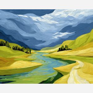 flowing, presence, manga, palette knife, oil painting, impasto, thick paint, textured surface, expressive art, painterly style, material depth, visual rhythm, contemporary art, hand painted, layered pigment, atmospheric, modern composition