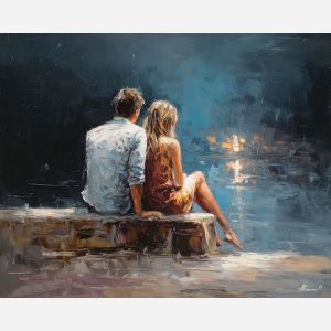 drifting, dreamy, moment, gay, palette knife, oil painting, impasto, thick paint, textured surface, expressive art, painterly style, material depth, visual rhythm, contemporary art, hand painted, layered pigment, atmospheric, modern composition