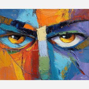 hidden, presence, manga, palette knife, oil painting, impasto, thick paint, textured surface, expressive art, painterly style, material depth, visual rhythm, contemporary art, hand painted, layered pigment, atmospheric, modern composition