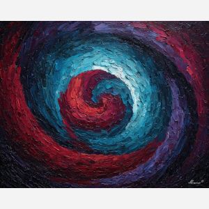 calm, twisted, mood, avant garde, palette knife, oil painting, impasto, thick paint, textured surface, expressive art, painterly style, material depth, visual rhythm, hand painted, layered pigment, atmospheric, fine art, contemporary painting