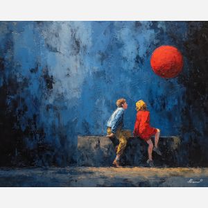 moody, interval, alice in wonderland, palette knife, oil painting, impasto, thick paint, textured surface, expressive art, painterly style, material depth, visual rhythm, hand painted, layered pigment, atmospheric, fine art, contemporary painting