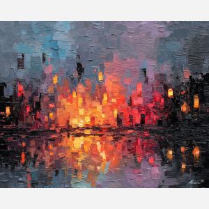 dense, low, light, avant garde, palette knife, oil painting, impasto, thick paint, textured surface, expressive art, painterly style, material depth, visual rhythm, hand painted, layered pigment, atmospheric, fine art, contemporary painting