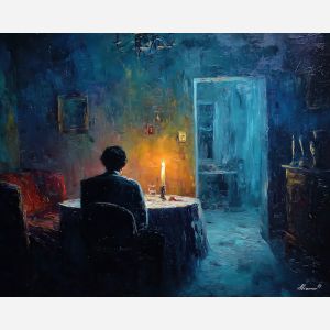 still, depth, vampire, palette knife, oil painting, impasto, thick paint, textured surface, expressive art, painterly style, material depth, visual rhythm, hand painted, layered pigment, atmospheric, fine art, contemporary painting