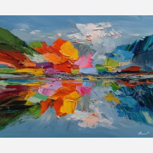 drifting, mood, gay, palette knife, oil painting, impasto, thick paint, textured surface, expressive art, painterly style, material depth, visual rhythm, contemporary art, hand painted, layered pigment, atmospheric, modern composition