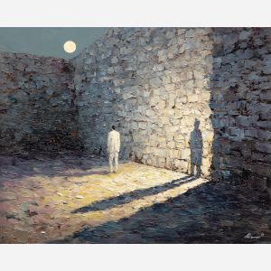 quiet, figure, vampire, palette knife, oil painting, impasto, thick paint, textured surface, expressive art, painterly style, material depth, visual rhythm, hand painted, layered pigment, atmospheric, fine art, contemporary painting