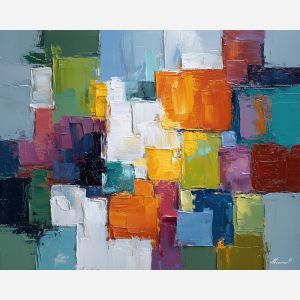 low, focus, geometric abstract, palette knife, oil painting, impasto, thick paint, textured surface, expressive art, painterly style, material depth, visual rhythm, hand painted, layered pigment, atmospheric, fine art, contemporary painting