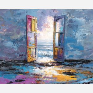 heavy, loose, vision, alice in wonderland, palette knife, oil painting, impasto, thick paint, textured surface, expressive art, painterly style, material depth, visual rhythm, hand painted, layered pigment, atmospheric, fine art, contemporary painting