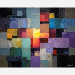 low, odd, light, geometric abstract, palette knife, oil painting, impasto, thick paint, textured surface, expressive art, painterly style, material depth, visual rhythm, hand painted, layered pigment, atmospheric, fine art, contemporary painting