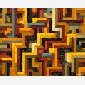 heavy, presence, geometric abstract, palette knife, oil painting, impasto, thick paint, textured surface, expressive art, painterly style, material depth, visual rhythm, hand painted, layered pigment, atmospheric, fine art, contemporary painting