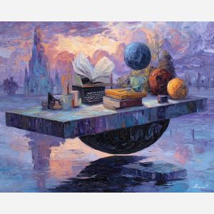 loose, floating, form, alice in wonderland, palette knife, oil painting, impasto, thick paint, textured surface, expressive art, painterly style, material depth, visual rhythm, hand painted, layered pigment, atmospheric, fine art, contemporary painting