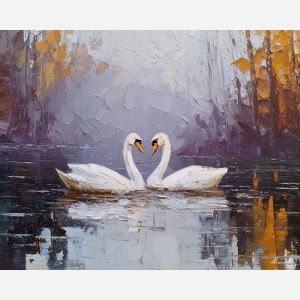 linked, gesture, saint valentine, love theme, couple, togetherness, romantic scene, palette knife, oil painting, impasto, thick paint, textured surface, emotional art, symbolic, intimacy, pairing, connection