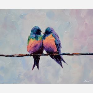 linked, balanced, union, saint valentine, love theme, couple, togetherness, romantic scene, palette knife, oil painting, impasto, thick paint, textured surface, emotional art, symbolic, intimacy, pairing, connection