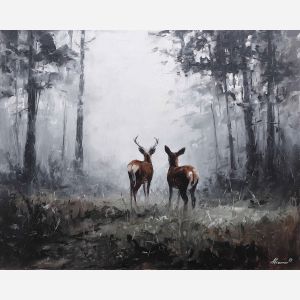 linked, touch, saint valentine, love theme, couple, togetherness, romantic scene, palette knife, oil painting, impasto, thick paint, textured surface, emotional art, symbolic, intimacy, pairing, connection