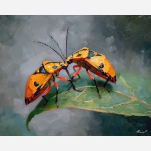 near, gesture, saint valentine, love theme, couple, togetherness, romantic scene, palette knife, oil painting, impasto, thick paint, textured surface, emotional art, symbolic, intimacy, pairing, connection