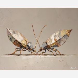 calm, union, saint valentine, love theme, couple, togetherness, romantic scene, palette knife, oil painting, impasto, thick paint, textured surface, emotional art, symbolic, intimacy, pairing, connection