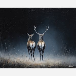 linked, harmony, saint valentine, love theme, couple, togetherness, romantic scene, palette knife, oil painting, impasto, thick paint, textured surface, emotional art, symbolic, intimacy, pairing, connection