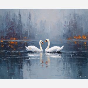 silent, tender, silence, saint valentine, love theme, couple, togetherness, romantic scene, palette knife, oil painting, impasto, thick paint, textured surface, emotional art, symbolic, intimacy, pairing, connection