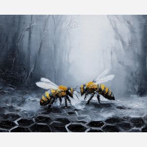 together, silence, saint valentine, love theme, couple, togetherness, romantic scene, palette knife, oil painting, impasto, thick paint, textured surface, emotional art, symbolic, intimacy, pairing, connection