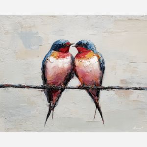 shared, soft, relation, saint valentine, love theme, couple, togetherness, romantic scene, palette knife, oil painting, impasto, thick paint, textured surface, emotional art, symbolic, intimacy, pairing, connection