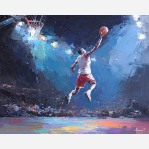 gentle, charged, trace, basketball, palette knife, oil painting, impasto, thick paint, textured surface, expressive art, painterly style, material depth, visual rhythm, hand painted, layered pigment, atmospheric, fine art, contemporary painting