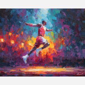 strange, edge, basketball, palette knife, oil painting, impasto, thick paint, textured surface, expressive art, painterly style, material depth, visual rhythm, hand painted, layered pigment, atmospheric, fine art, contemporary painting