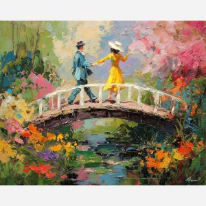 cheerful, time, easter theme, spring celebration, pastel colors, palette knife, oil painting, impasto, bright art, seasonal, spring park, decorated eggs, festive, colorful scene, textured paint, joyful mood, springtime