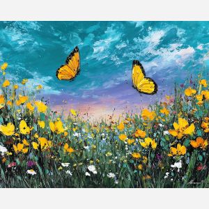 spring, scene, spring theme, bright colors, green, yellow, violet, red, seasonal art, people, animals, painterly, expressive style, modern painting, textured surface, joyful mood, color harmony