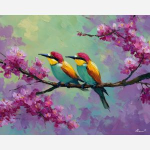 airy, park, spring theme, bright colors, green, yellow, violet, red, seasonal art, people, animals, painterly, expressive style, modern painting, textured surface, joyful mood, color harmony