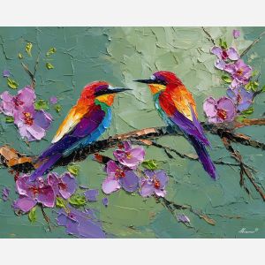 colorful, ground, spring theme, bright colors, green, yellow, violet, red, seasonal art, people, animals, painterly, expressive style, modern painting, textured surface, joyful mood, color harmony