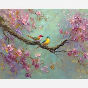 radiant, park, spring theme, bright colors, green, yellow, violet, red, seasonal art, people, animals, painterly, expressive style, modern painting, textured surface, joyful mood, color harmony