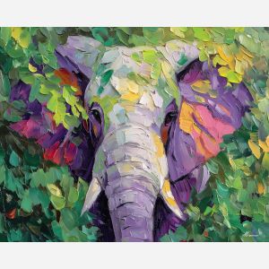 alive, form, elephant close up, spring animal, wildlife portrait, animal face, palette knife, oil painting, impasto, textured surface, expressive animal, modern wildlife art, spring colors, painterly portrait, seasonal art, nature, close crop