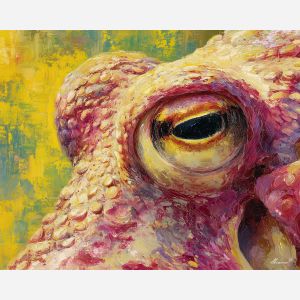 focused, face, octopus close up, spring animal, wildlife portrait, animal face, palette knife, oil painting, impasto, textured surface, expressive animal, modern wildlife art, spring colors, painterly portrait, seasonal art, nature, close crop